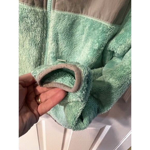 The North Face Denali Jacket Girls Size Large Green Polartec Solid Full Zip Warm - Picture 7 of 13